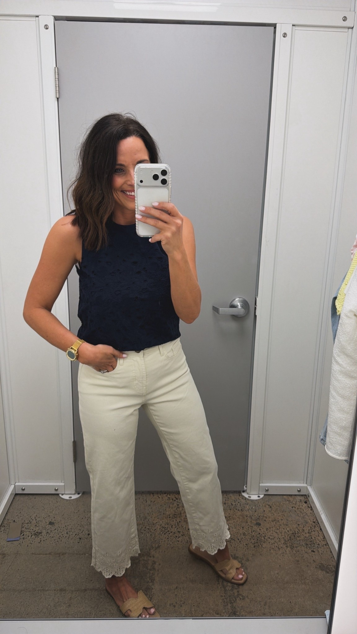 Such a pretty navy eyelet sleeveless top 🤍 I love the scalloped hem and the delicate eyelet detail. It’s the perfect lightweight spring and summer blouse to wear with white denim, shorts, or linen pants. Everything linked.
#LTKStyle #LTKFinds #LTKSpring #EyeletTop #NavyTop #SpringOutfit #SummerStyle #CasualOutfit #EverydayStyle

#LTKSeasonal #LTKmomlife #LTKPetite