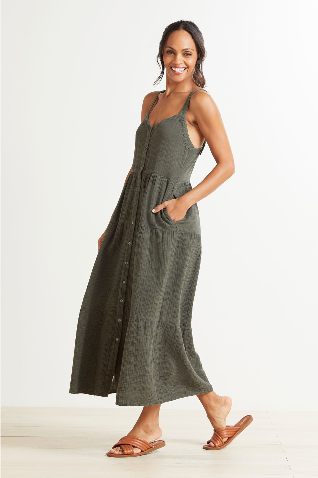 EVEREVE Lila Gauze Buttondown Dress | EVEREVE | Evereve