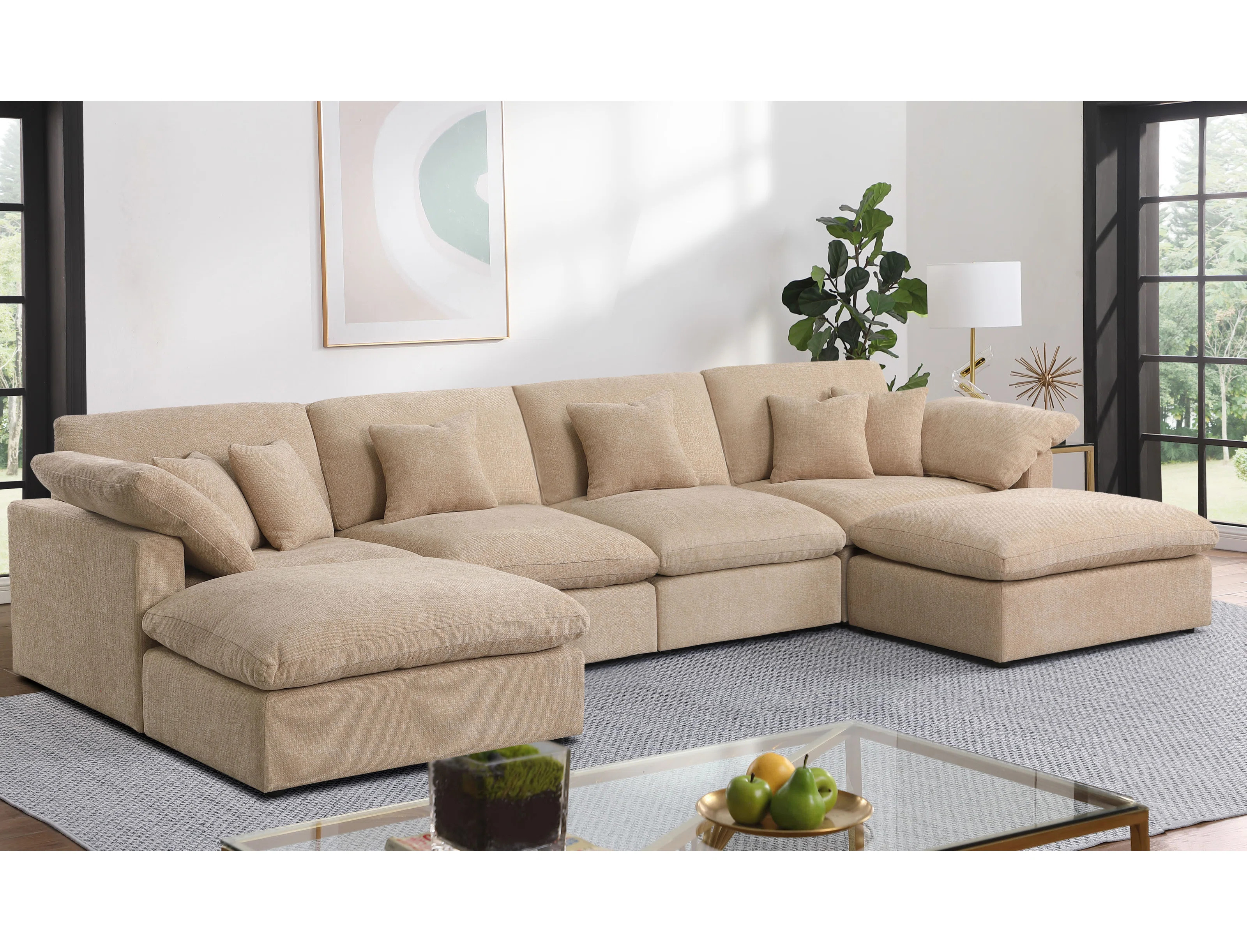 6 - Piece 155.7" U Shape Sectional Sofa Cloud Couch With Removable Ottomans | Wayfair North America