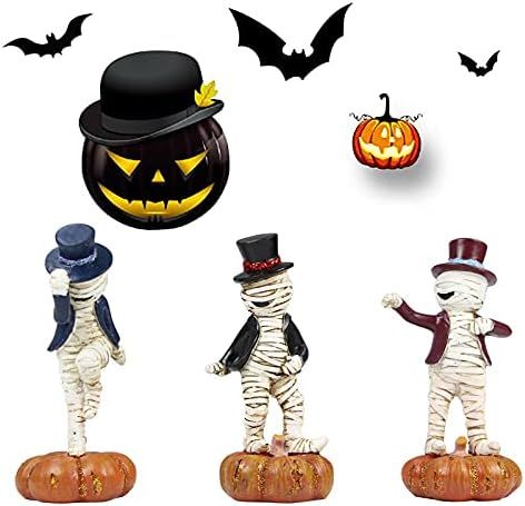 Amazon.com: Vimtrysd 3PCS/Set Resin Mummy On Pumpkin Figurines Halloween Pumpkin Decorations Indo... | Amazon (US)