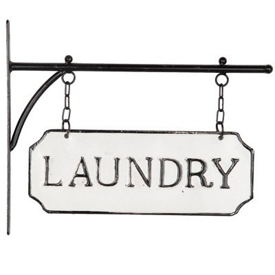 White and Black Enamel Laundry Wall Sign on Metal Hanger - Foreside Home & Garden | Target