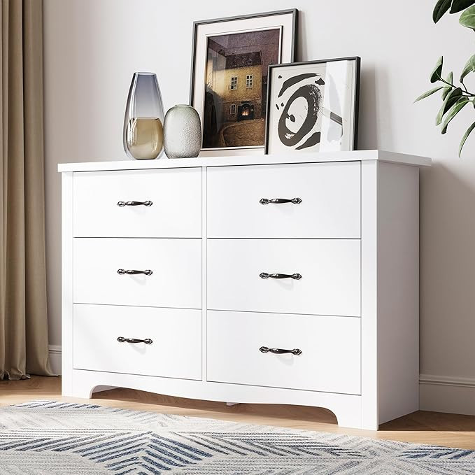 LINSY HOME 6 Drawers Dresser for Bedroom, Modern Wood Dresser Organizer, Closet Dresser Storage w... | Amazon (US)