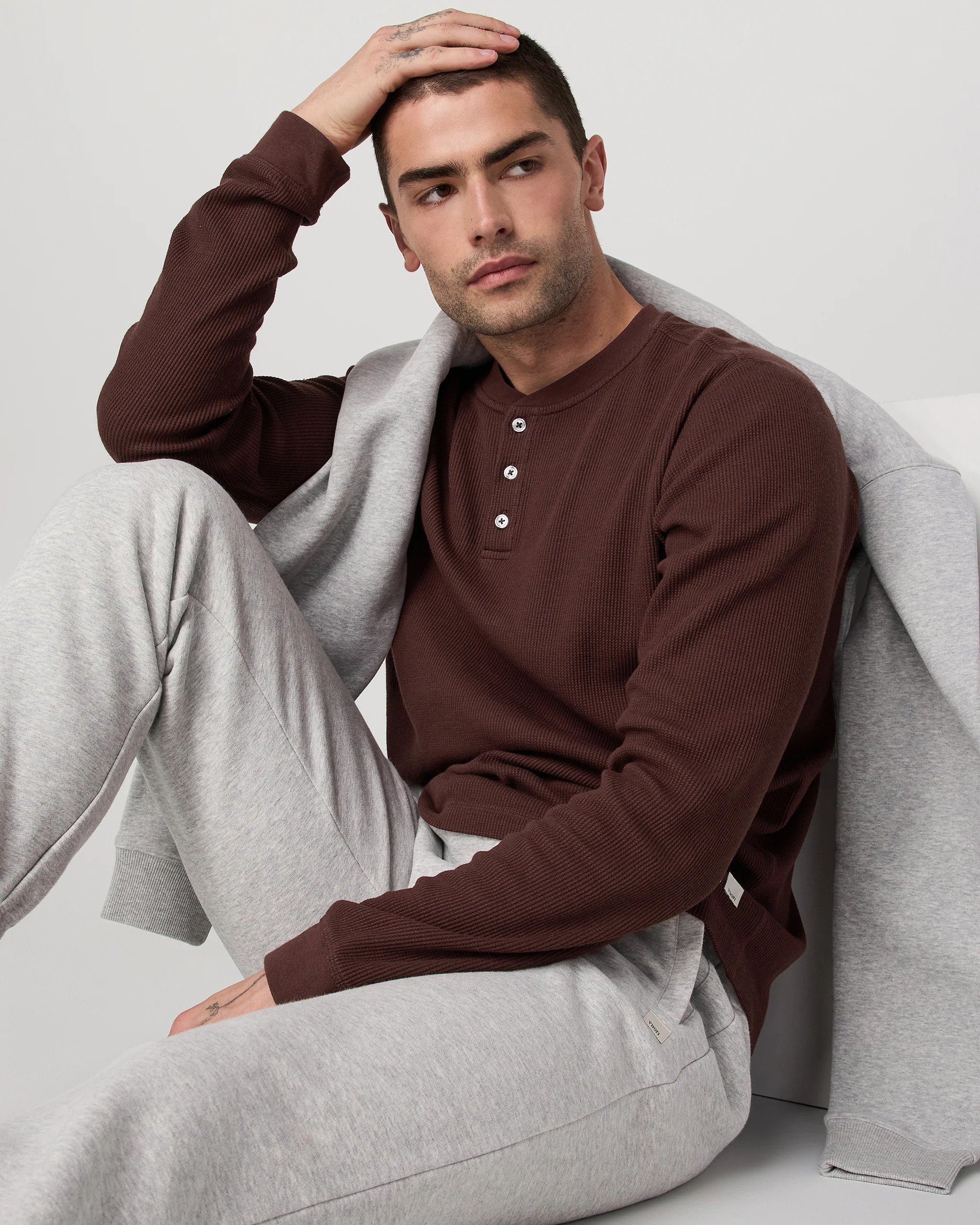 Waffle Henley | Men's Burgundy Henley Top | Vuori | Vuori Clothing (US & Canada)
