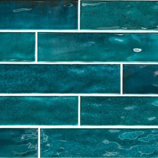 LuxeCraft Arteko Deep Teal 3 in. x 12 in. Glazed Wall Ceramic Tile (12 sq. ft./case) | The Home Depot