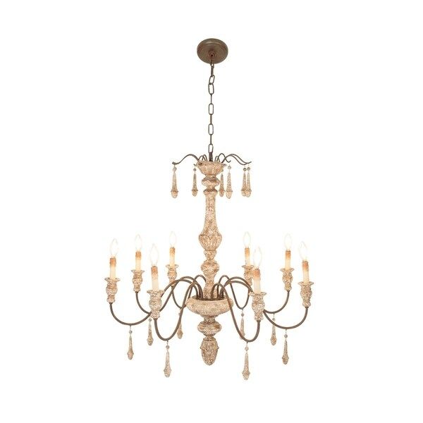 Traditional 34 x 34 Inch Iron and Wood Chandelier | Bed Bath & Beyond