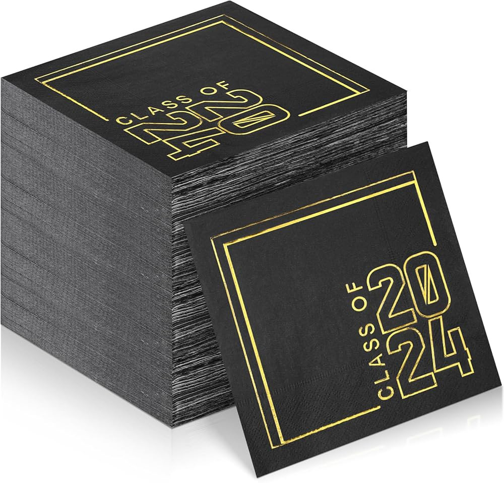 100pcs Class of 2024 Graduation Napkin Congrats Grad Napkins Disposable Paper Square Cocktail Nap... | Amazon (US)