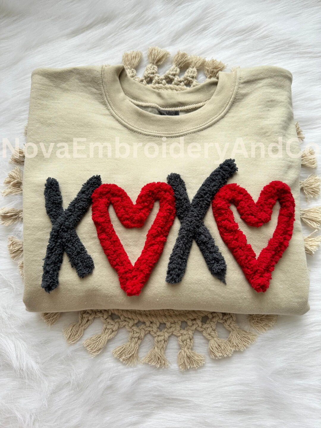 Valentines XOXO Chunky Yarn Embroidered Womens Sweatshirt, Trendy Heart Sweater, Cute Galentines ... | Etsy (US)