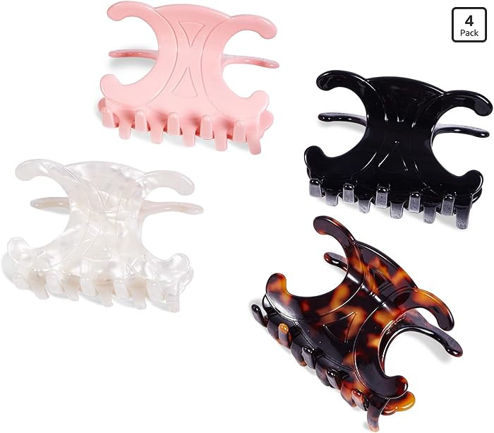 Premium durable acetate butterfly hair clips, 4 Pack. Medium Size Acetate Hair Claw Clips with Se... | Amazon (US)