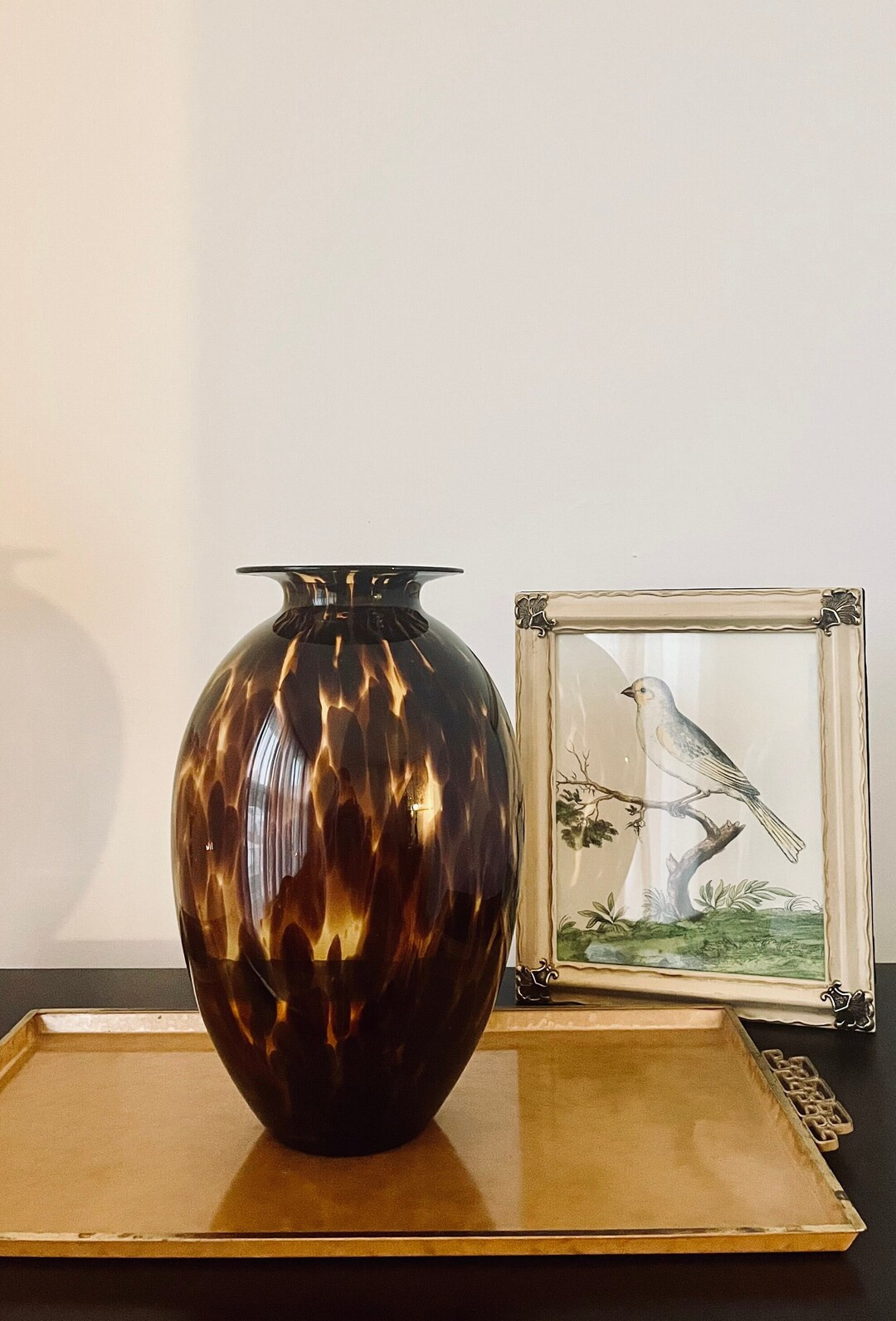 Midcentury Oversized Tortoise Shell Glass Vase | Etsy (CAD)