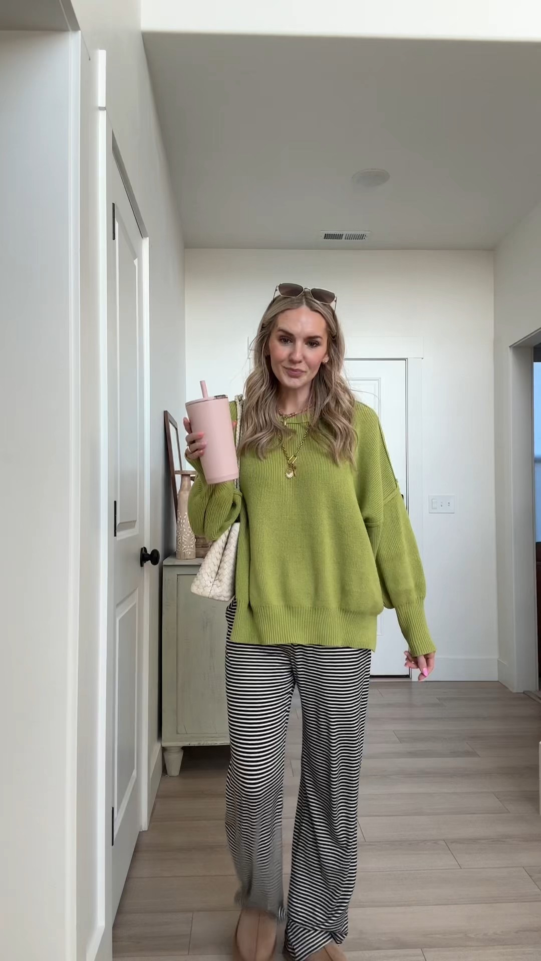 Striped loungewear pj pants - HydroJug tumbler 

#LTKmomlife #LTKootd