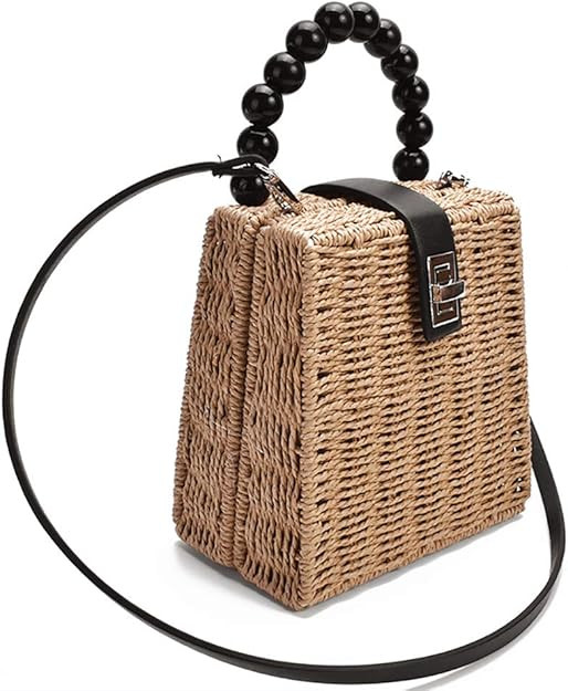 NIBD Handwoven Square Straw Rattan Bag Shoulder Wicker Purse Small Box Woven Bali Womens Crossbod... | Amazon (US)