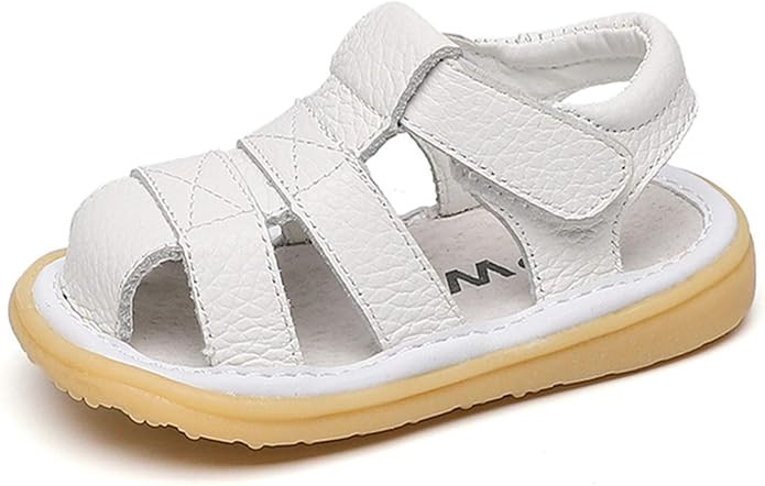 DADAWEN Baby Boys Girls Summer Lightweight Soft Sole Closed-Toe Outdoor Leather Athletic Sandals | Amazon (US)