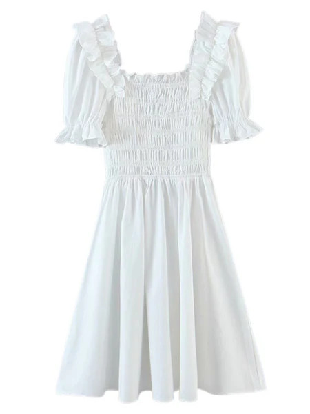 'Gabriella' Ruffle Ruched Flare Mini Dress | Goodnight Macaroon