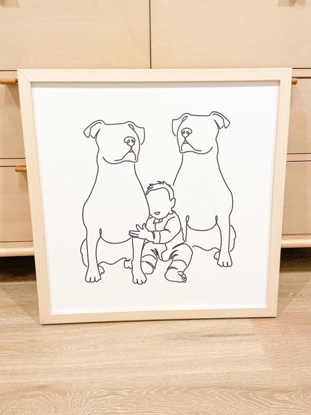 Nursery dog and baby print 🐾

•etsy finds  
•pitbull and baby 
•small wood home natural wood frame 25x25 

#LTKkids #LTKhome