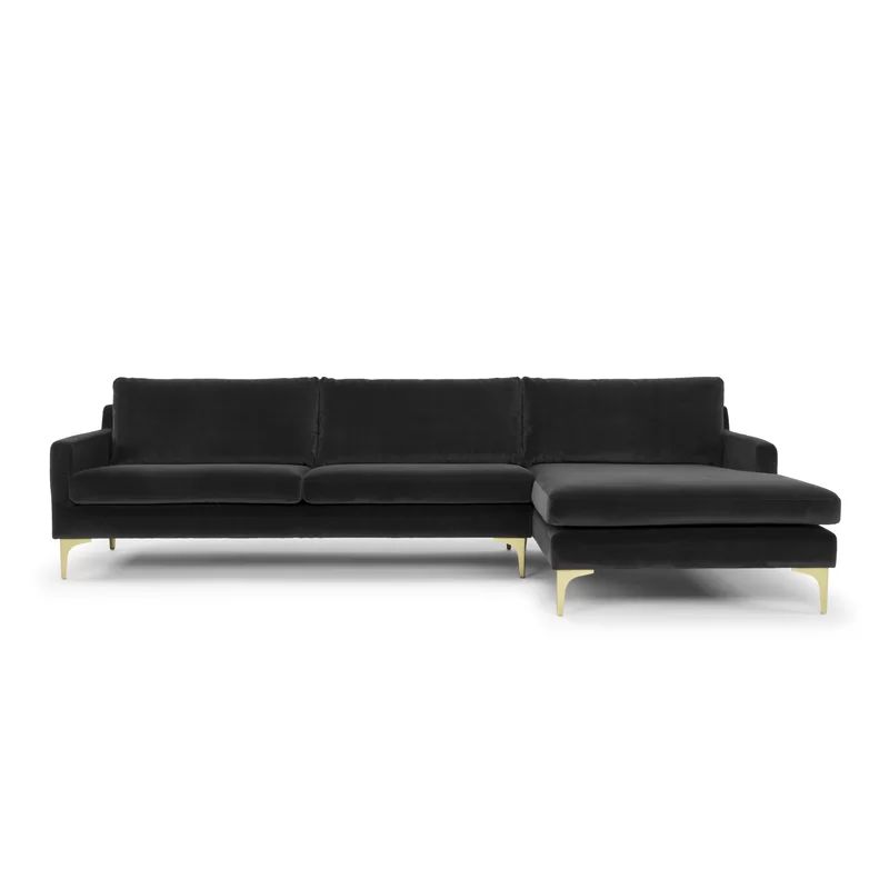 Jasper 119'' Velvet Stationary Sofa & Chaise Sectional | Wayfair North America