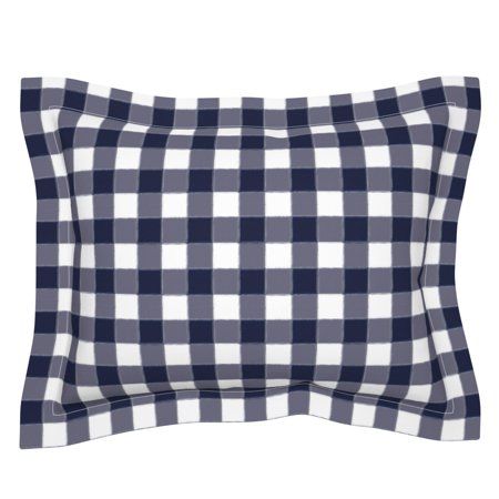 Small Navy Buffalo Check Gingham Blue Watercolor Pillow Sham by Spoonflower | Walmart (US)