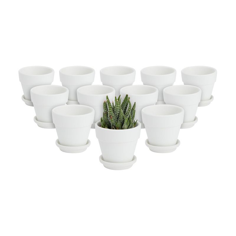Juvale 12 Pack White Clay Mini Terracotta Pots with Saucers and Drainage Hole, Paintable Pottery ... | Target