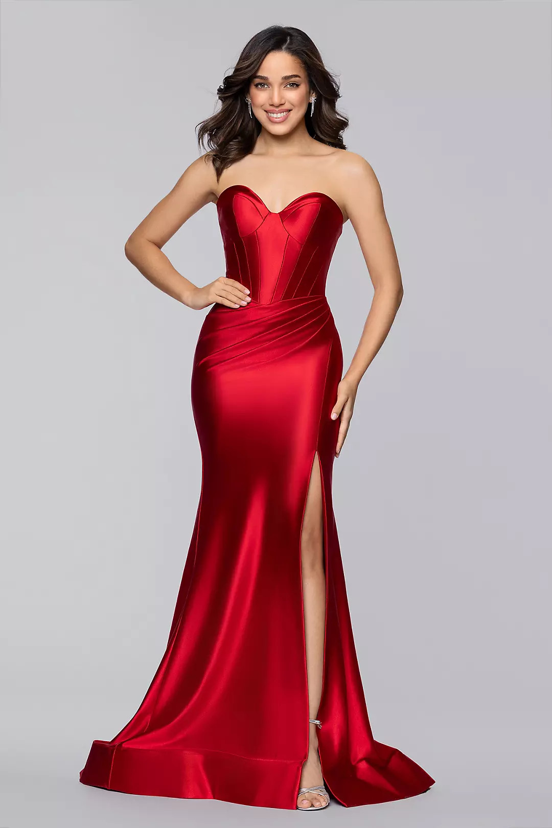 Sculpting Satin Corset Bodice Mermaid Dress | David's Bridal