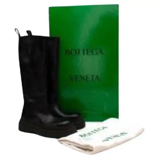 Black Knee High Tire Boots | 1stDibs