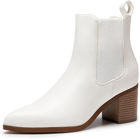 DREAM PAIRS Women's Retro Elastic Chelsea Ankle Boots Fashion Low Chunky Block Heel Pointed Toe F... | Amazon (US)
