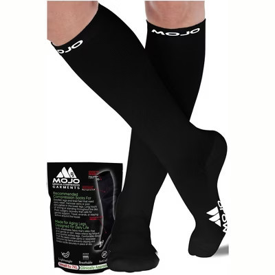Mojo Compression Socks 15-20 mmHg for Men & Women, Support Stockings for Seniors Black Small | Target