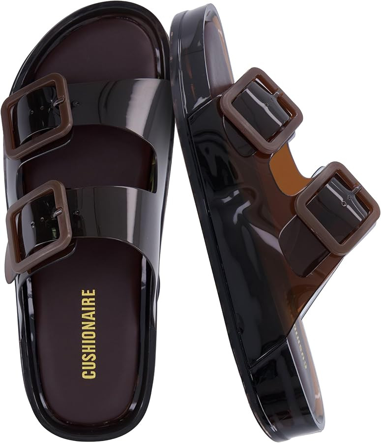 CUSHIONAIRE Pool Slides for Women Waterproof Double Buckle Adjustable Slip-On Womens Sandals for ... | Amazon (US)
