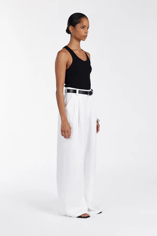 ALMA BLACK TEXTURED SCOOP KNIT TANK | DISSH