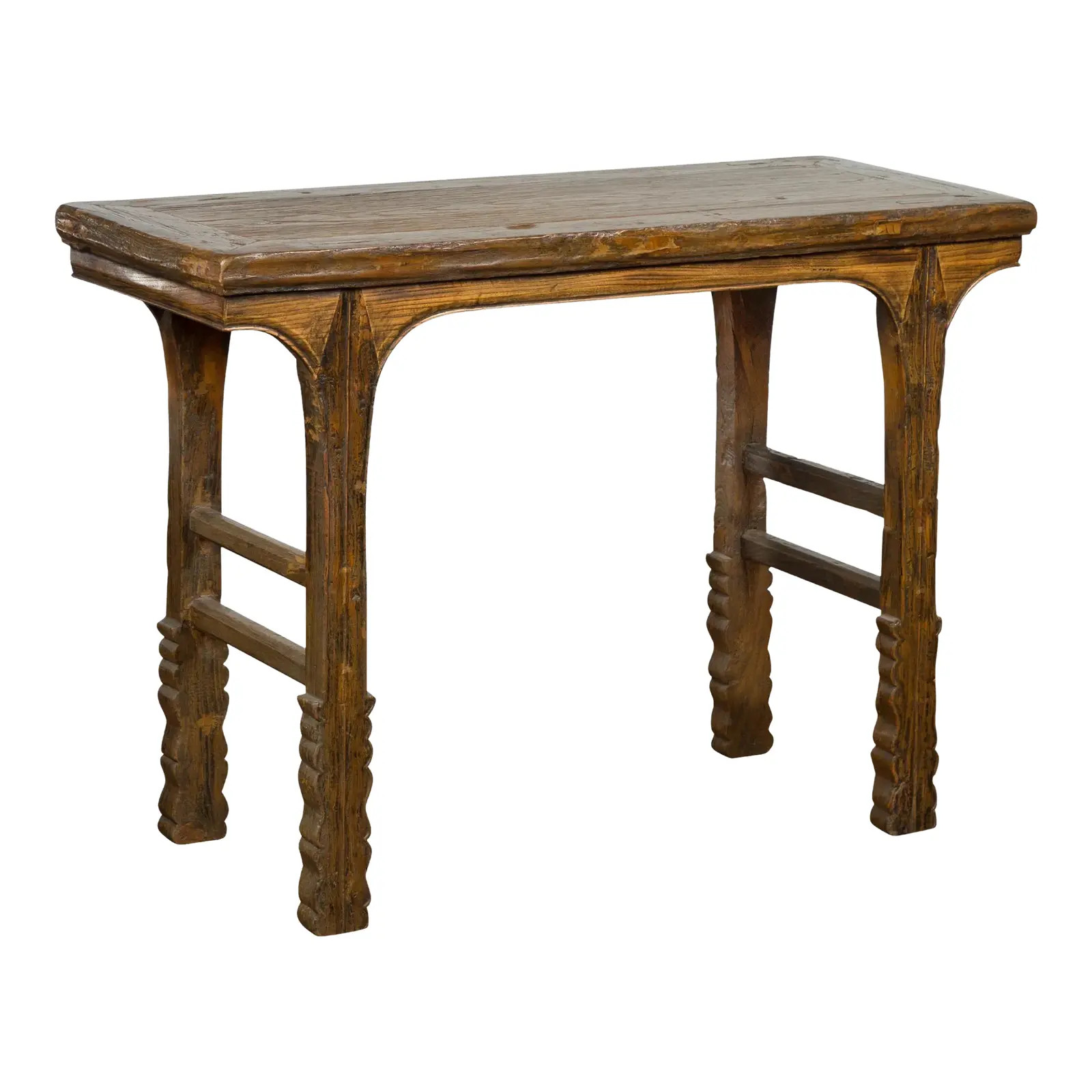 19th Century Antique Console Table with Textured Legs | Chairish