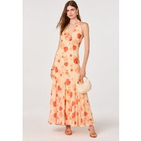 ASTR the Label | Yasmeen Floral Halter Godet Maxi Dress in Orange floral | Size M | ASTR The Label (US)