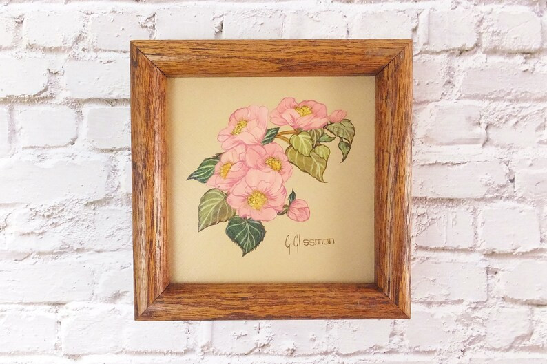Pink Apple Flower Painting by G. Glissman Paintings of California Pink Flower Painting Vintage 19... | Etsy (US)