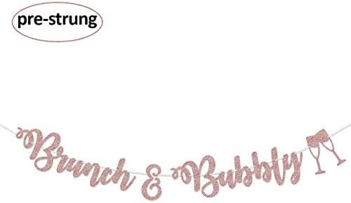 Finseng Rose Gold Glitter Brunch & Bubbly Banner Sign Garland Pre-Strung for Bridal Brunch Shower... | Amazon (US)