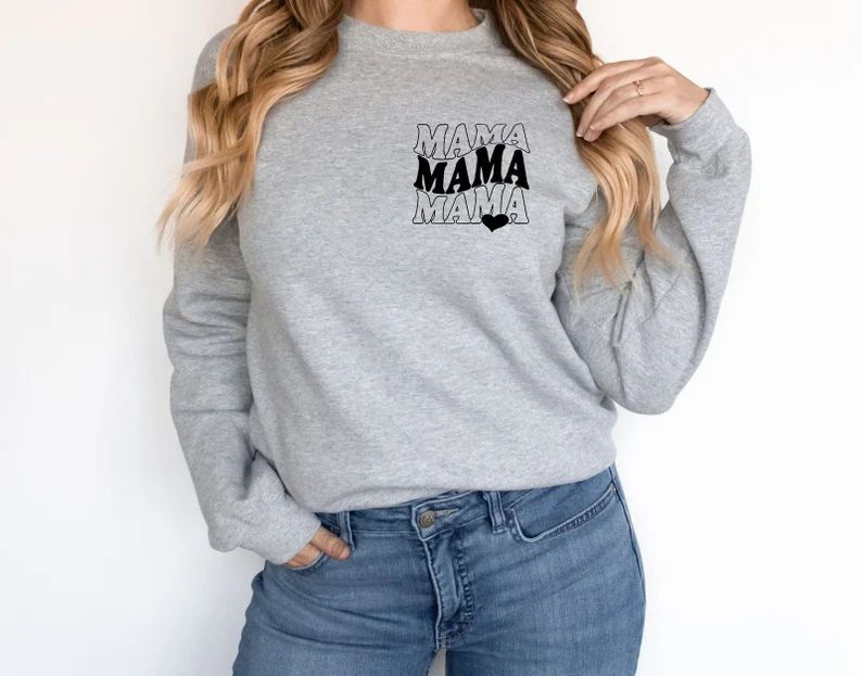 Mama Heart Pocket Sweatshirt, Retro Mama Sweatshirt, Mothers Day Gift, Mama Life Hoodie, Mom to B... | Etsy (US)
