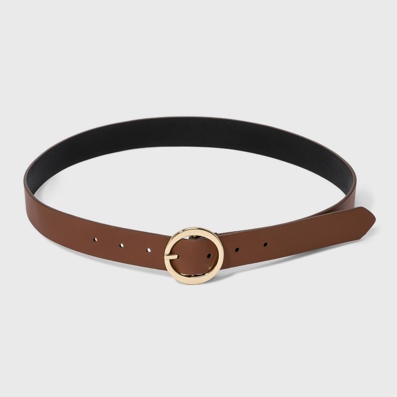 Women's Oval Tapered Center Bar Reversible Belt - A New Day™ Cognac/Black | Target