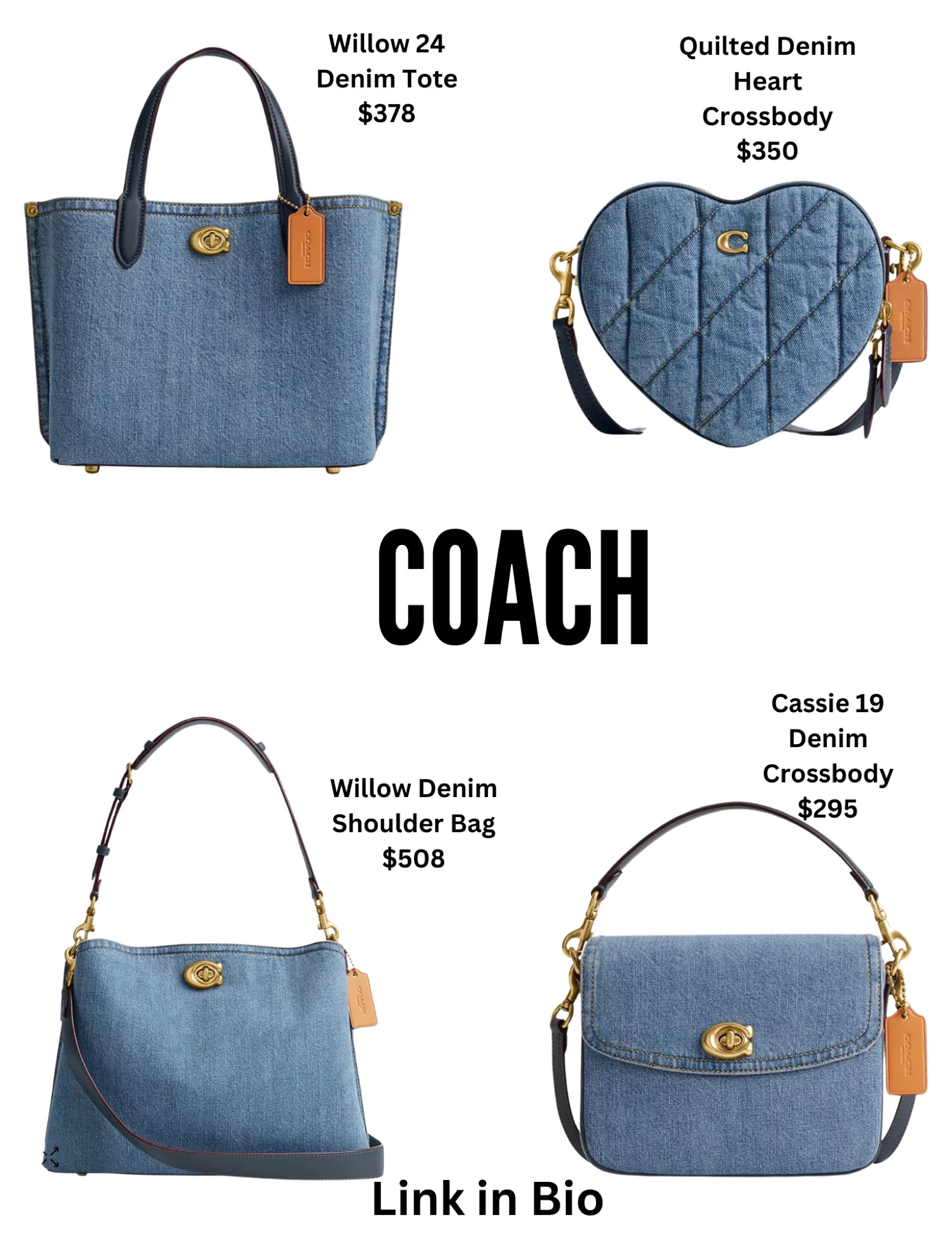While we're on the topic of denim this spring and the Coach Tabby. Here are some additional options from Coach that range from $200 to $600 that are super cute!!

#fyp #newbag #unboxing #springbag2024 #bag