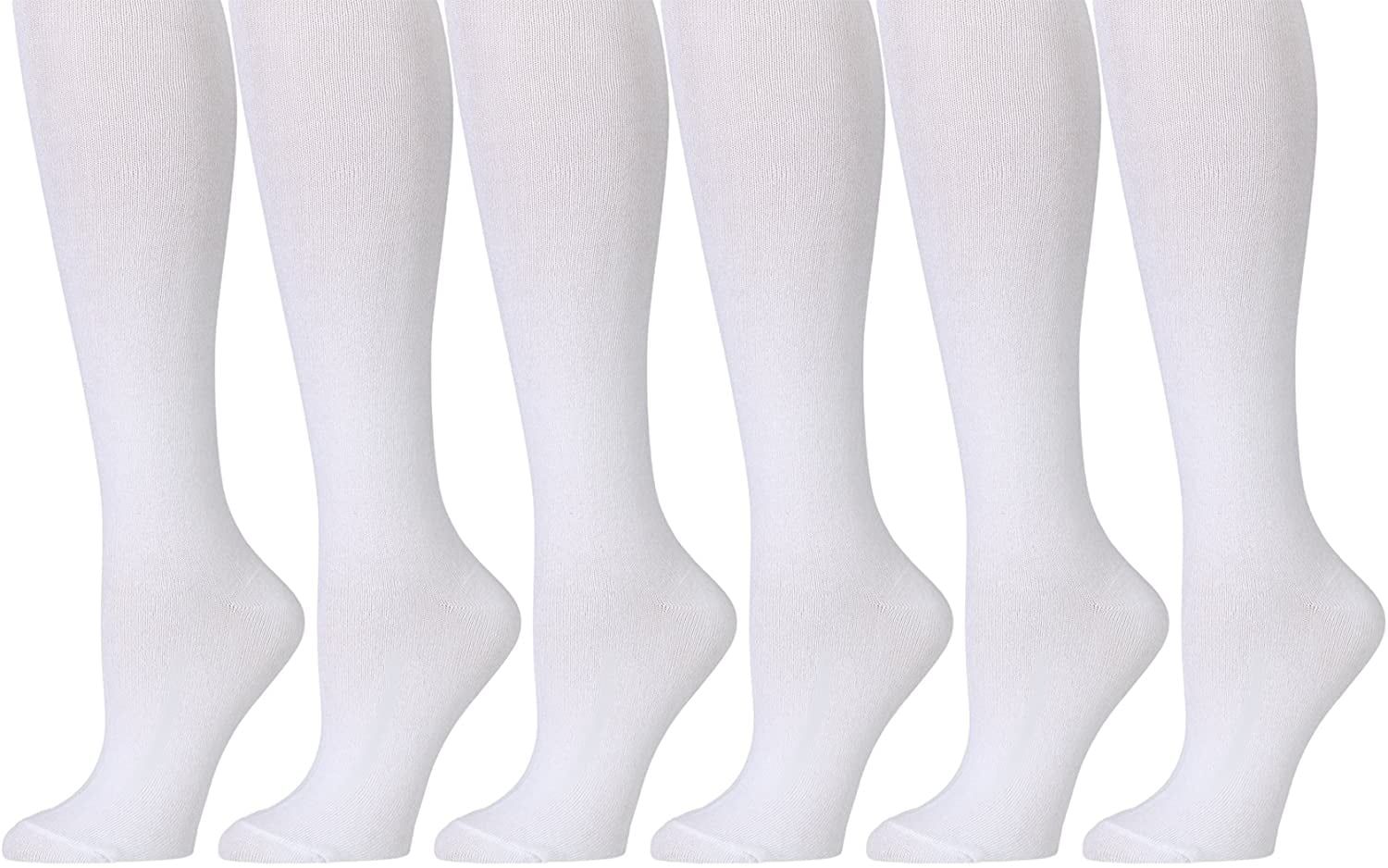 SOCKS'NBULK 6 Pairs of Women's Cotton Knee High Socks, Solid Colors Stylish Boot Sock, White - Wa... | Walmart (US)