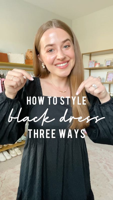3 ways to style a modest black dress for fall. Featuring date night outfit, workwear office and brunch date outfit. 

Sizing: xs in dress, rinds TTS

#LTKSeasonal #LTKstyletip #LTKunder50