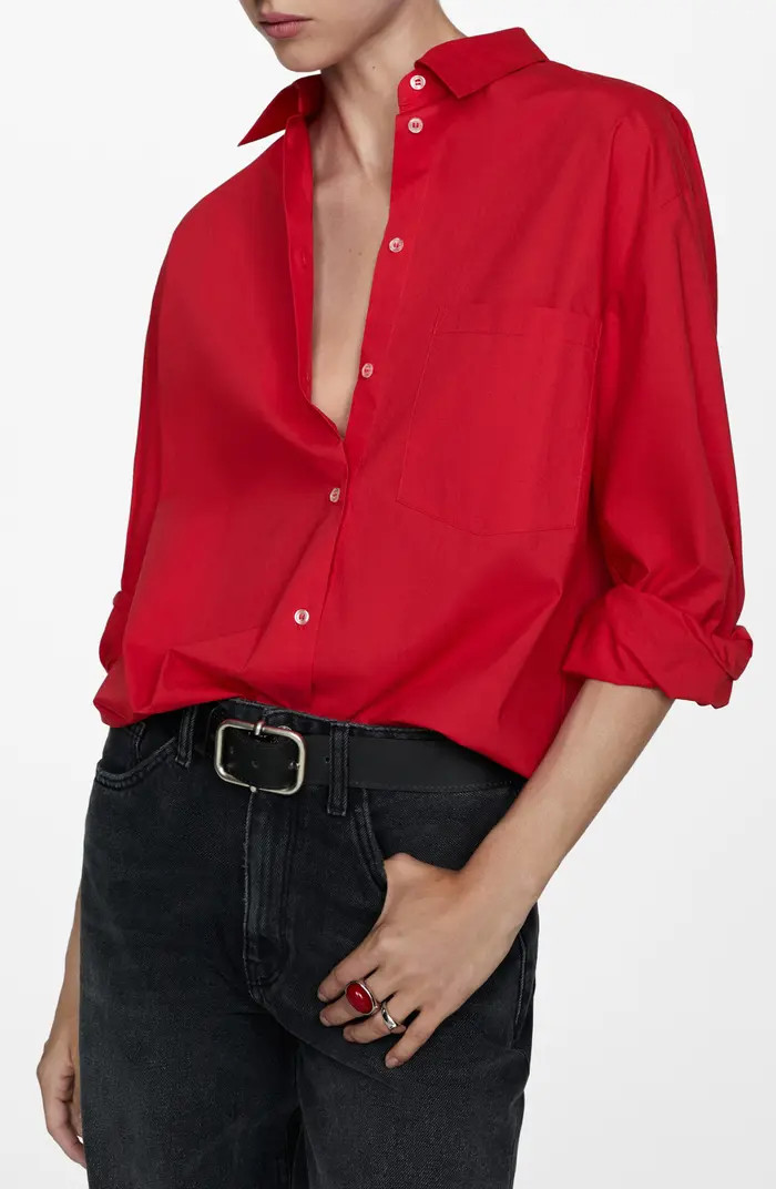 Oversize Poplin Button-Up Shirt | Nordstrom