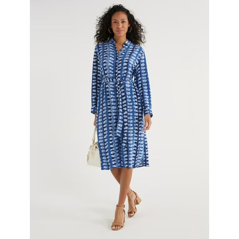 Time And Tru Wome Long Sleeve Shirt Dress | Walmart (US)