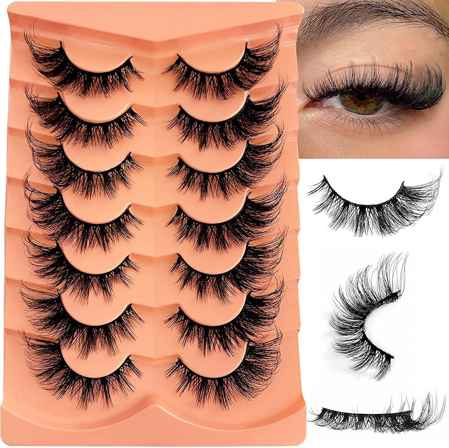 Yasnai Cat Eye Lashes False Eyelashes Volume Lashes Wispy Fake Lashes Natural Eyelashes 7 Pairs P... | Amazon (US)