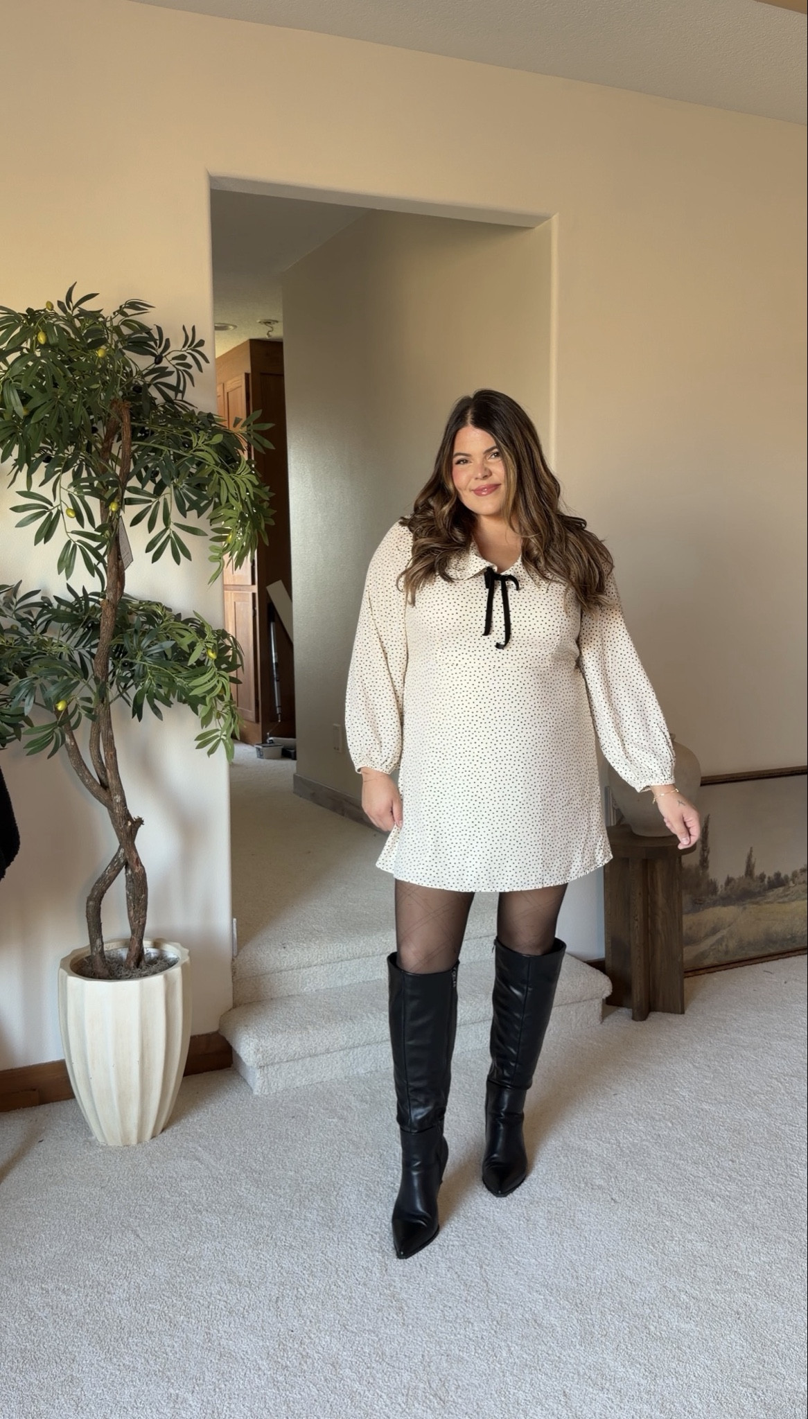 Midsize and thick tummy approved holiday dress - perfect for Thanksgiving or Christmas! Love the polka dots. Wearing xl

Fall outfit, Christmas party, holiday party, Thanksgiving, winter outfit 

#LTKmomlife #LTKHoliday #LTKMidsize