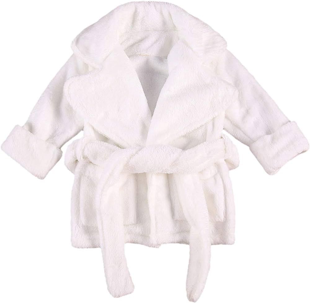 Unisex Baby Plush Bathrobe Plain Kimono Gown Newborn Toddler Girls Boys Towel Robe Nightwear Clot... | Amazon (US)