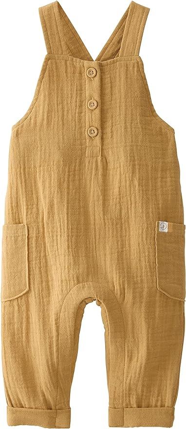 little planet by carter's Organic Cotton Gauze Overall Jumpsuit, Ochre, 12M | Amazon (US)