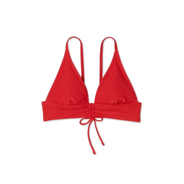 Women's Longline Cinch Front Textured Bikini Top - Shade & Shore™ Red | Target