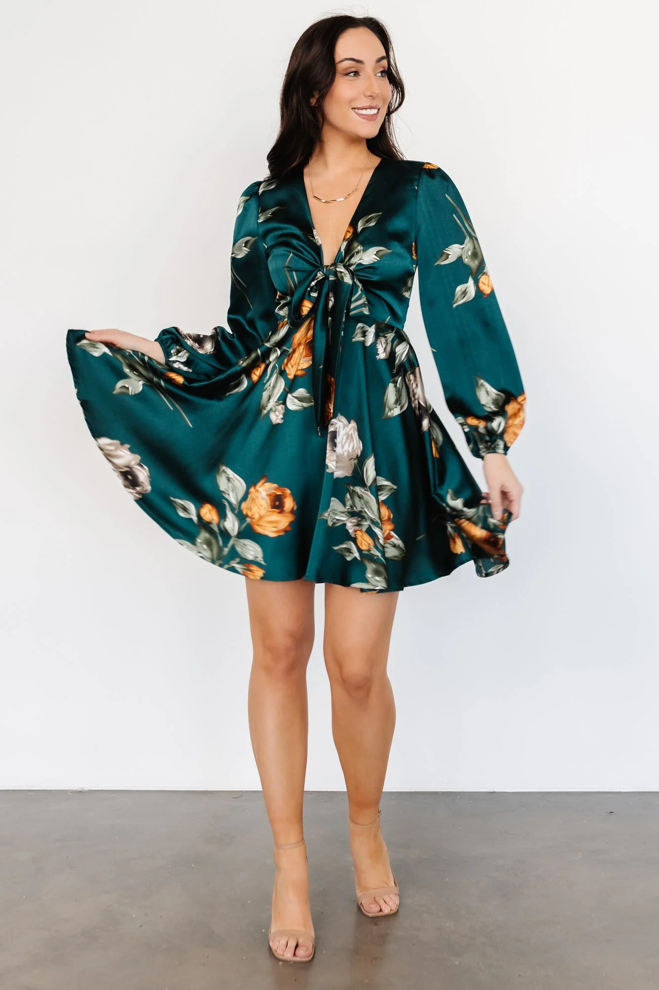 Woodbury Satin Mini Dress | Deep Topaz Floral | Baltic Born