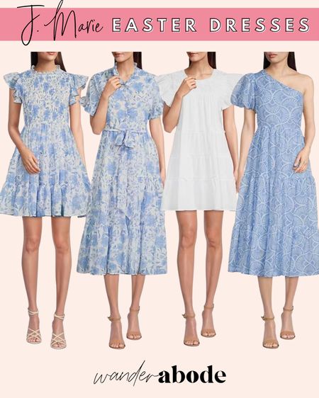 J. Marie dresses, Easter dress, blue dress, white dress, spring dress, baby shower dress
