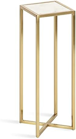 Kate and Laurel Jaspur Square Metal End Table, 7x7x21, White/Gold | Amazon (US)