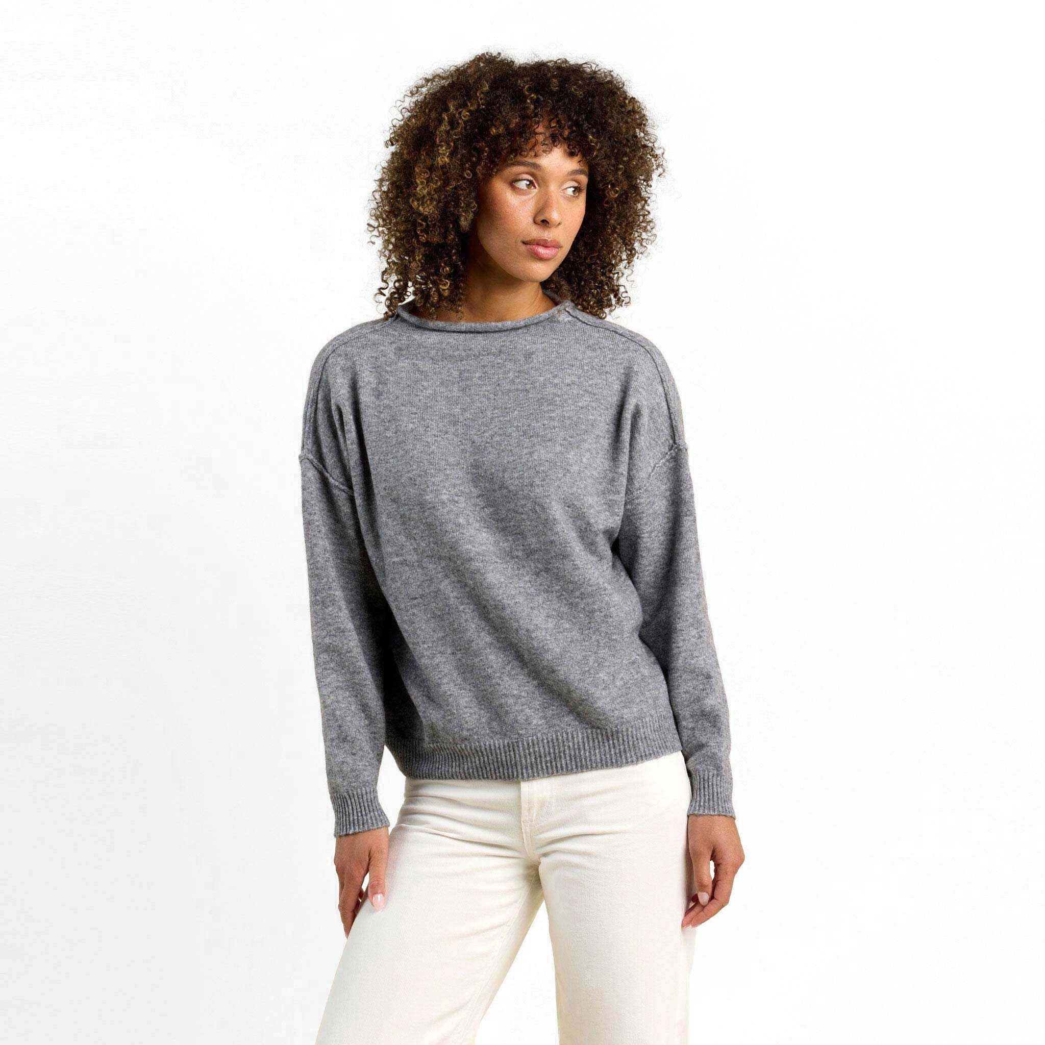 Cozy Knit Mock Neck Sweater | Heather Grey | Nuuds US