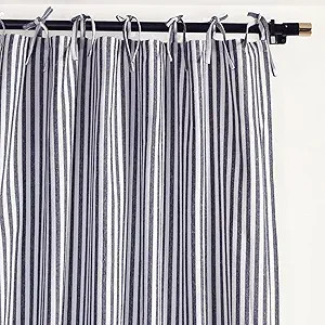 THE ART BOX Gauze Striped Curtains,Boho Linen Tie Top Hanging Curtains Light Filtering Door Windo... | Amazon (US)
