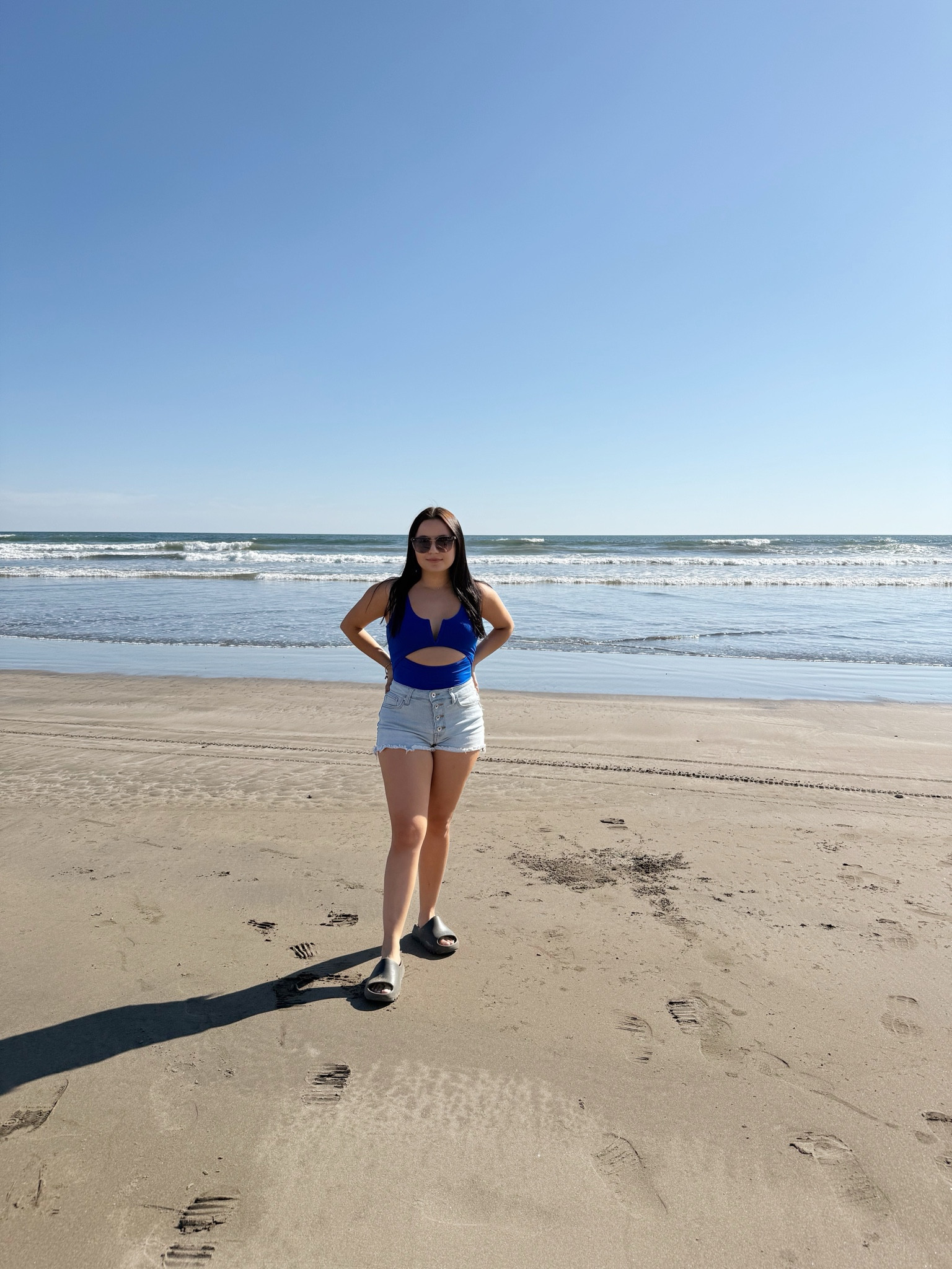 Beach Outfit : One piece swimsuit & High waisted shorts 

#LTKBeauty #LTKTravel #LTKSwim