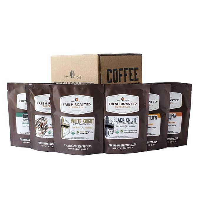 Fresh Roasted Coffee, Organic Artisan Blend Sampler, Whole Bean, 2.5 Ounce (Pack of 6) | Amazon (US)